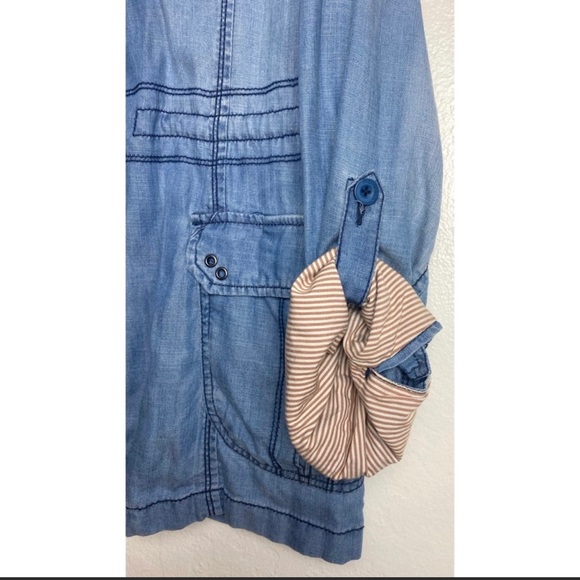 Anthropologie Denim Jacket with Striped Lining - Picture 4 of 5